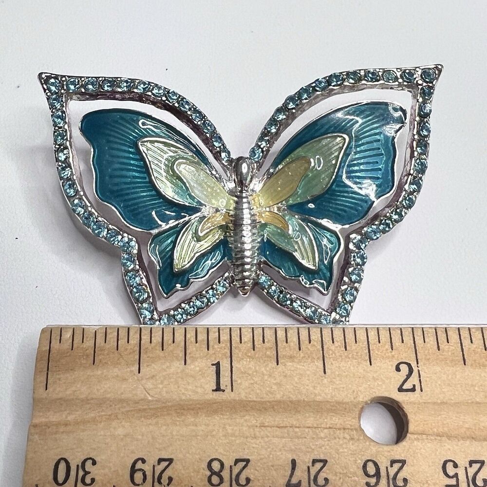Vintage Napier Brooch Pin Green Butterfly Rhinestones Classic Jewelry - Picture 8 of 14